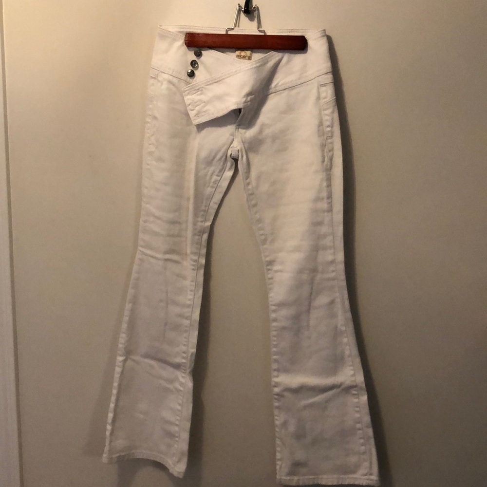 White flare jeans